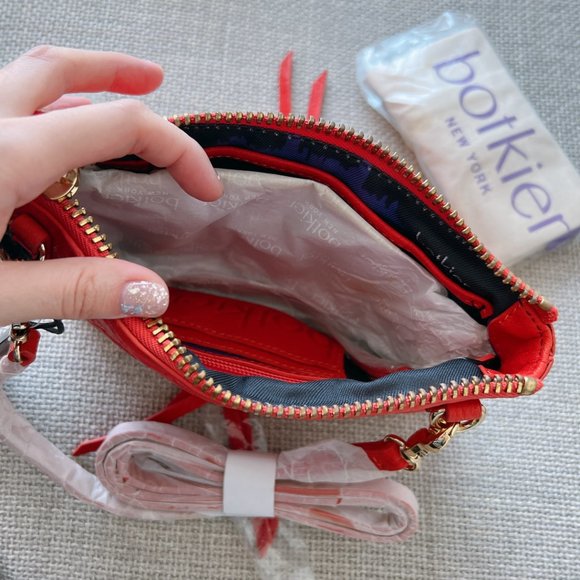 BOTKIER Salmon Leather Zip Crossbody LOGAN Organizer Wristlet Bag - Brand New - Picture 8 of 8